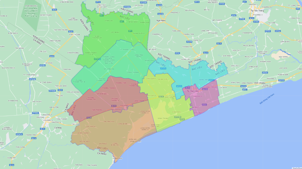 Bản Đồ Hành Chính Tỉnh Bạc Liêu Bản Đồ Hành Chính Tỉnh Bạc Liêu