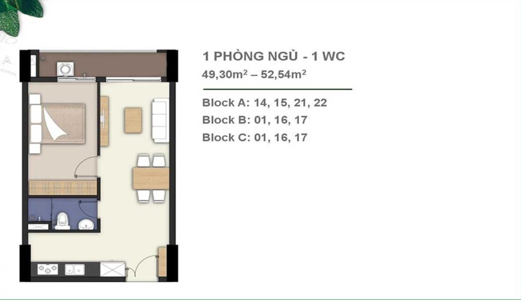 Moonlight Garden Can ho 1PN 1WC Moonlight Garden Thu Duc - Moonlight Garden