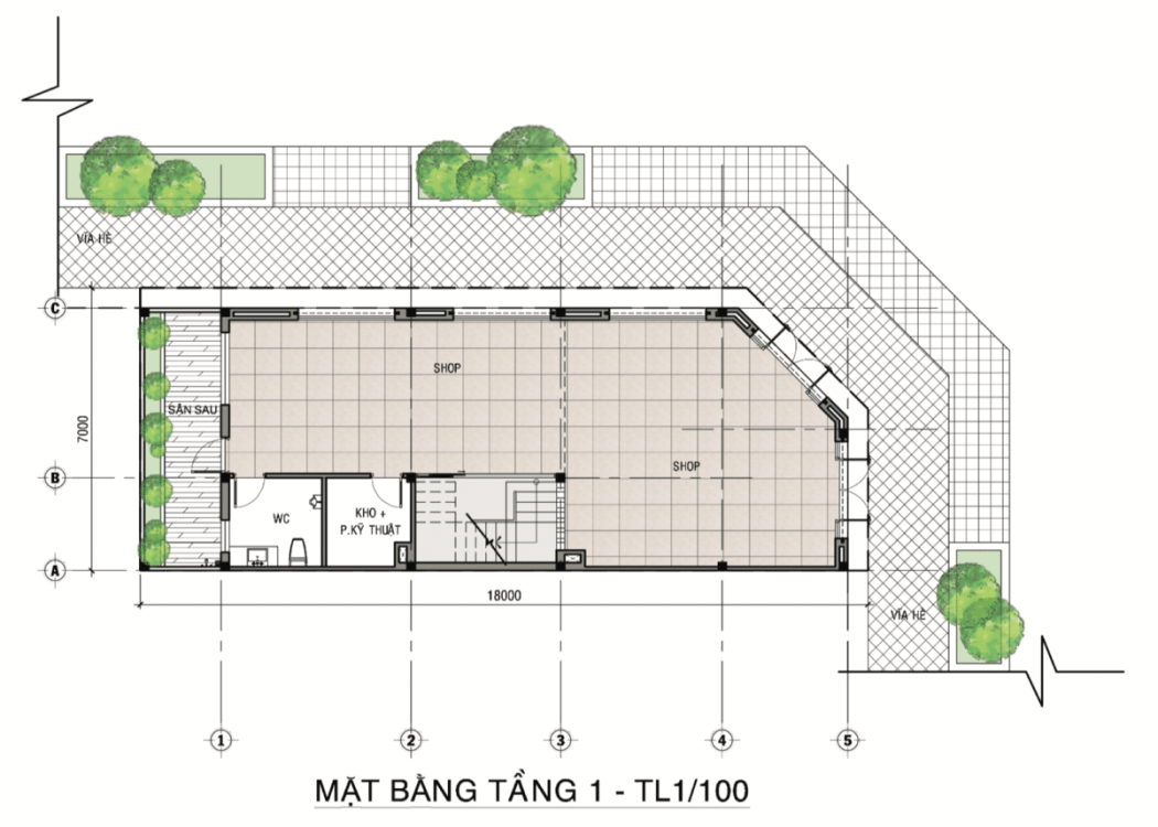 DỰ ÁN SHOPHOUSE VÀ BIỆT THỰ VALERICH mat bang tang 1 valerich goc - DỰ ÁN SHOPHOUSE VÀ BIỆT THỰ VALERICH