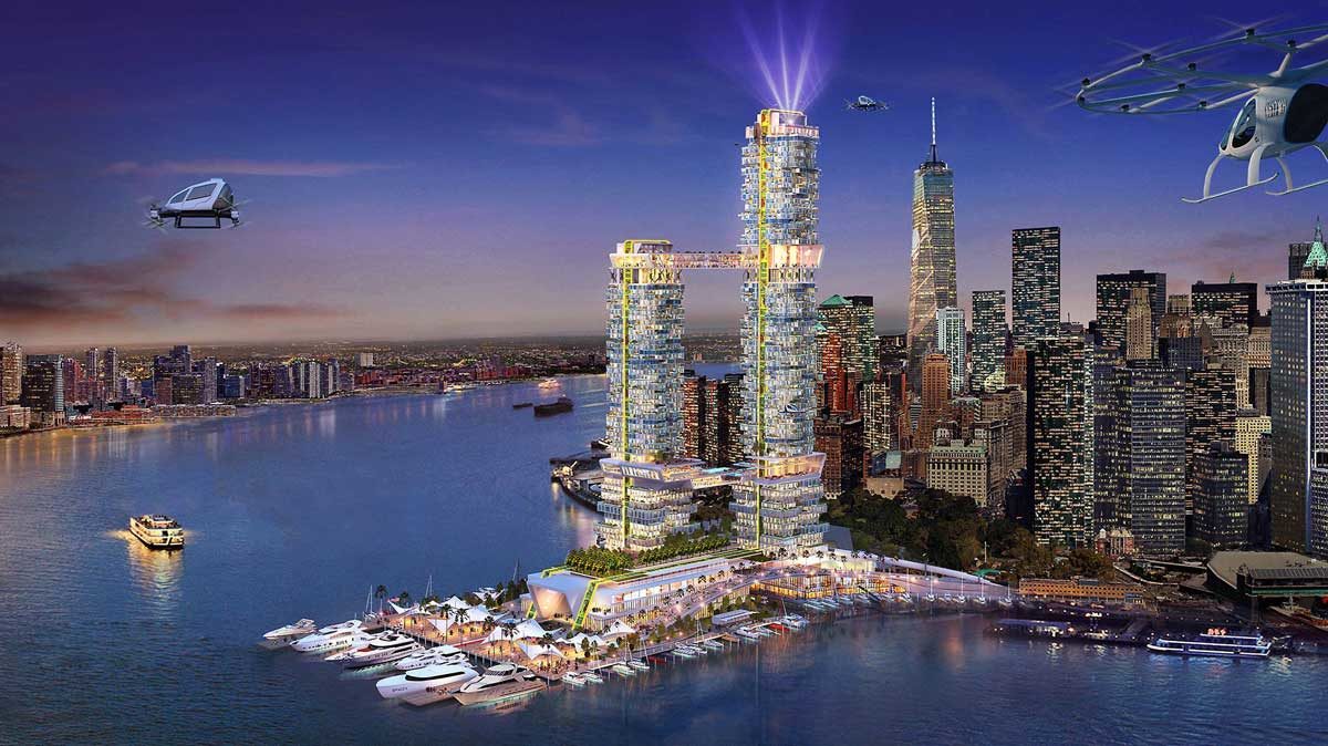 Phối cảnh 2 tòa Tháp PIER 2bên Bờ Sông Manhattan - New York - Mỹ phoi-canh-2-thap-pier-2-tai-newyork-my