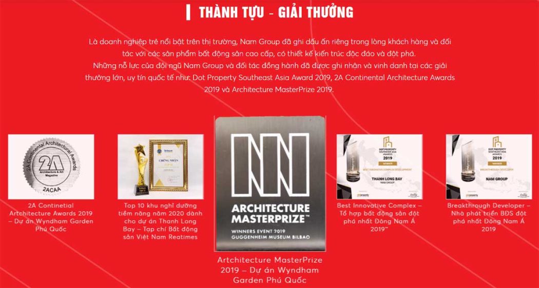 NAM GROUP thanh tuu cua cong ty nam group - NAM GROUP