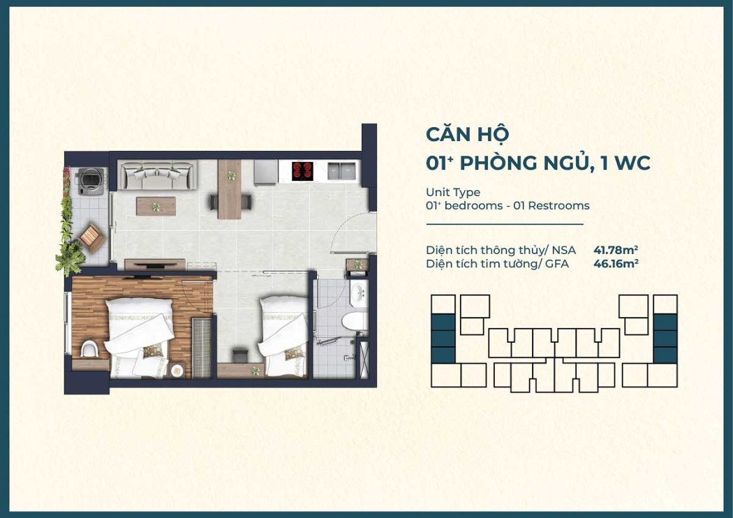 Thiết kế Căn hộ 1PN 1WC The Felix Thuận An Thiết kế Căn hộ 1PN 1WC The Felix Thuận An