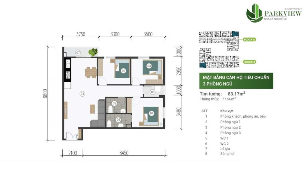 thiet ke can ho 3 pn can ho parkview apartment binh duong - PARKVIEW IRIS TOWER