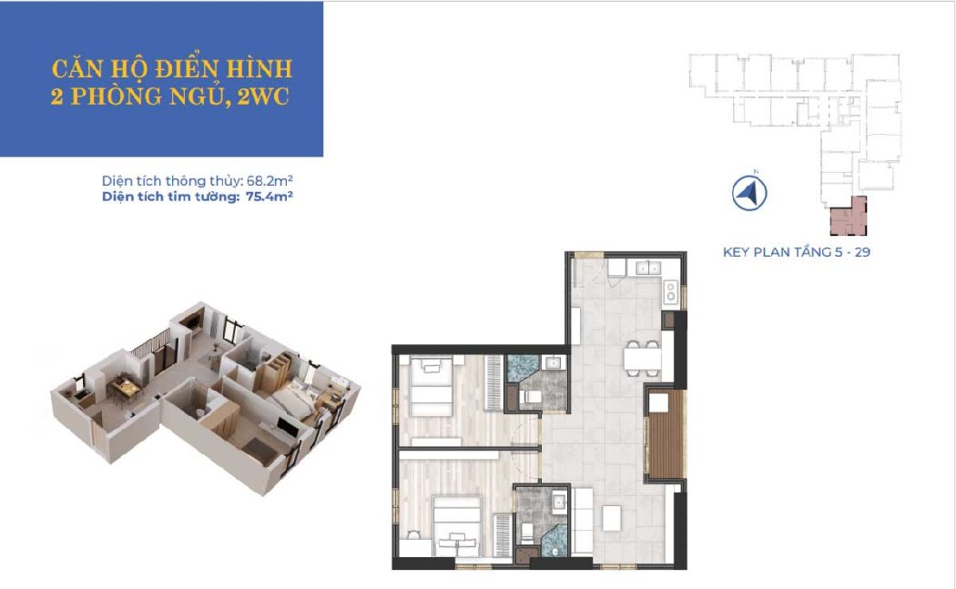 thiet ke can ho 75m2 2pn 2wc tang 5 29 calla apartment quy nhon 2022 - Calla Apartment Quy Nhơn
