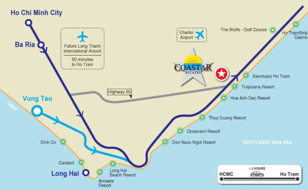Coastar Estates Hồ Tràm Vi tri Du an Coastar Estates Ho Tram - Coastar Estates Hồ Tràm