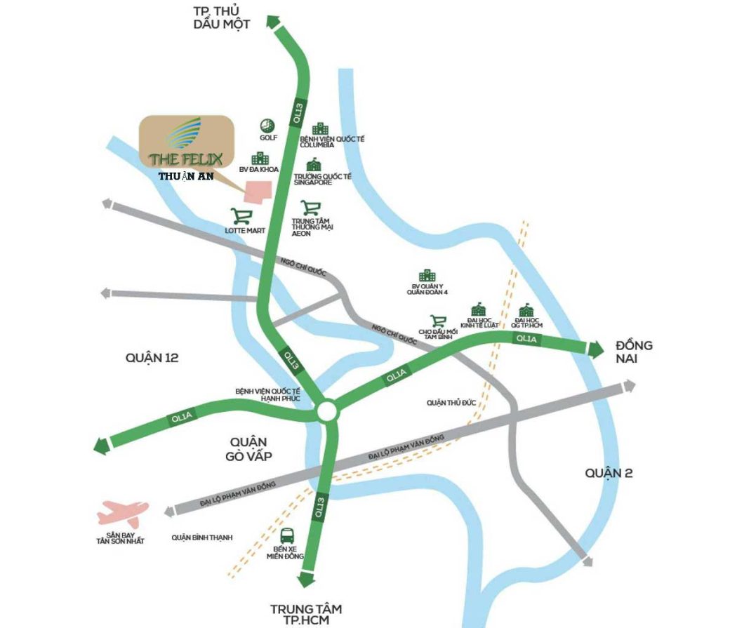 Vị trí Dự án The Felix Thuận An Vị trí Dự án The Felix Thuận An