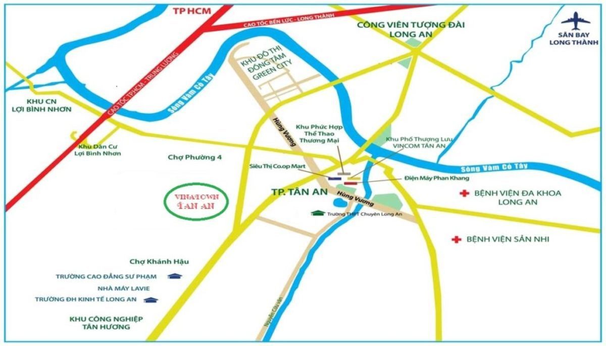 vị trí vina town tân an - DỰ ÁN VINA TOWN TÂN AN LONG AN